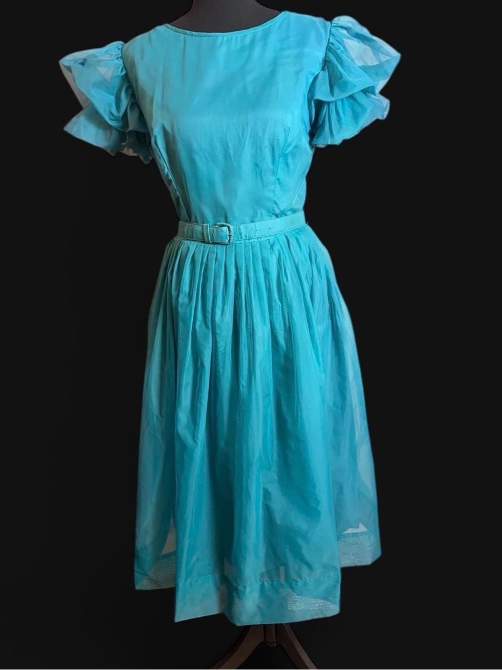 Vintage 50s Teal Blue Dress